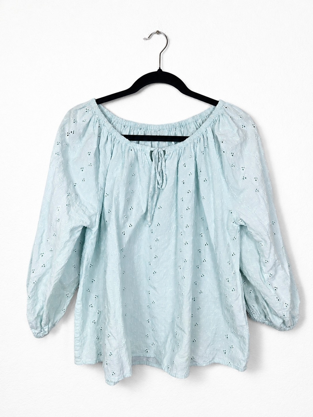 Joie Eyelet Peasant Blouse Large Off Shoulder 100% Cotton Boho Top